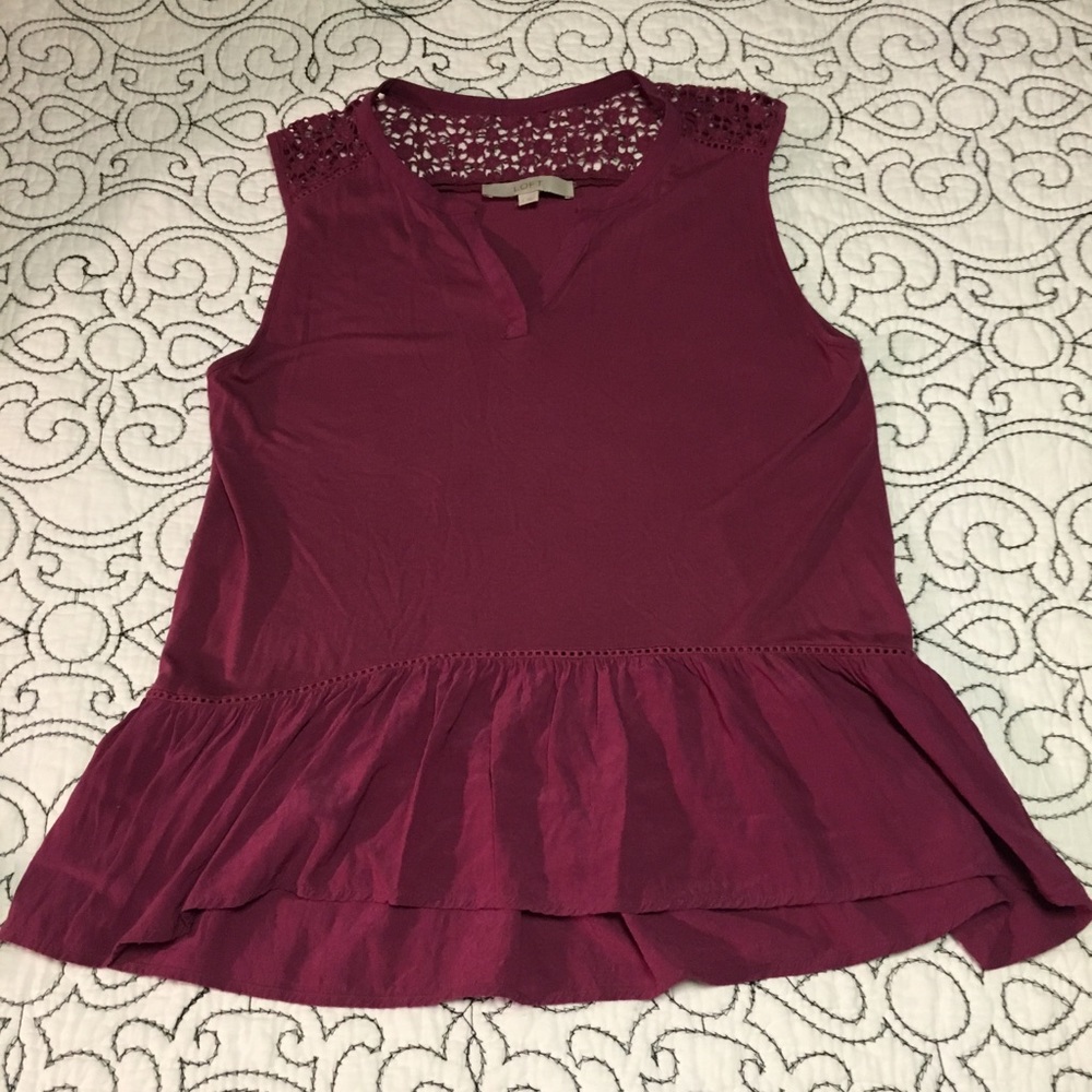 💥LOWEST OFFER💥 Loft ruffle tank top. Sz S